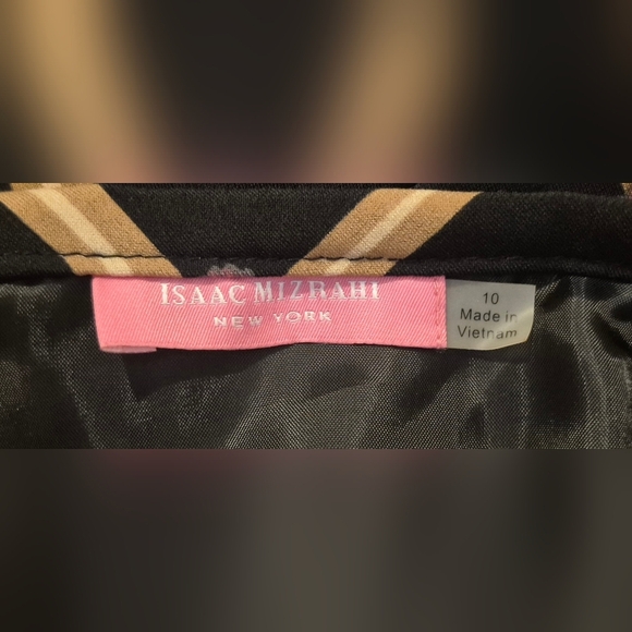 Isaac Mizrahi New York Pencil Skirt – Black with Gold & Pink Grid | Size 10(NWT) - Picture 4 of 6